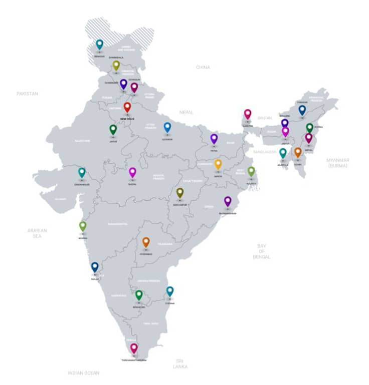 India Map NCEB Centers Illustration